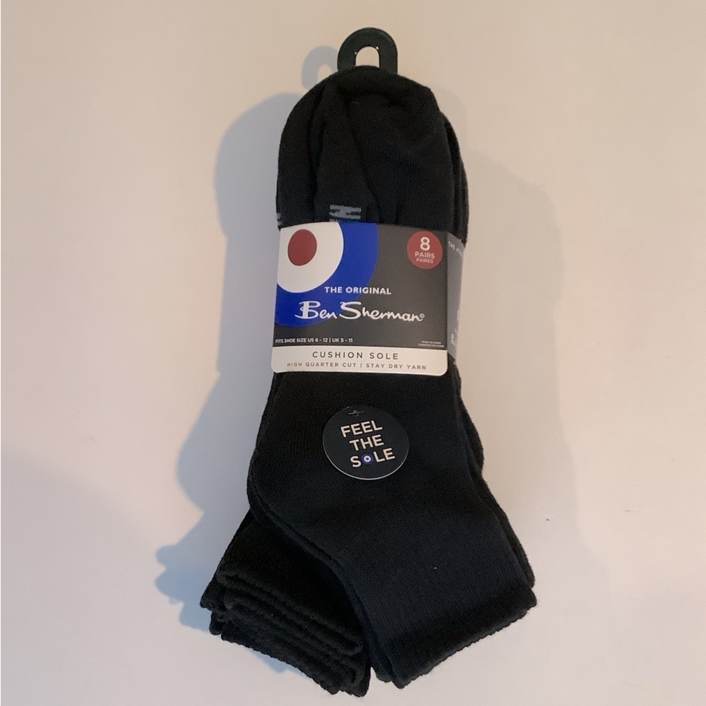 Ben Sherman Cushion Sole High Quarter Cut Socks Pack Of 8 New